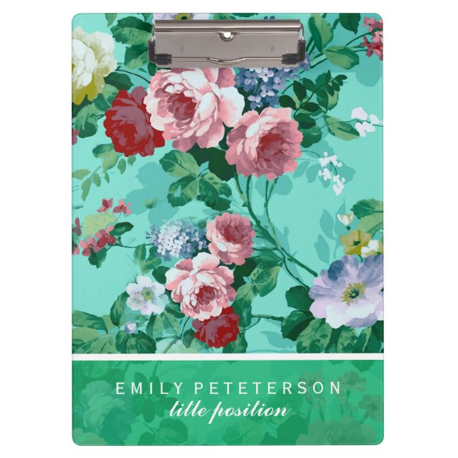 Carpeta De Pinza Rosas y flores de colores (Anverso)