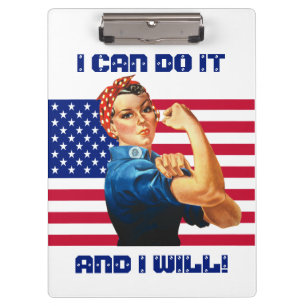 Carpeta De Pinza Rosie the Riveter con el texto de la Personalizado