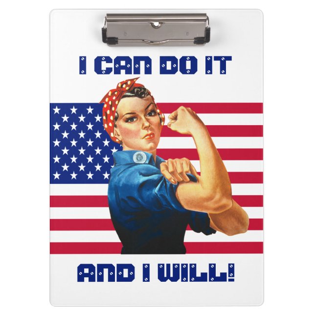 Carpeta De Pinza Rosie the Riveter con el texto de la Personalizado (Anverso)