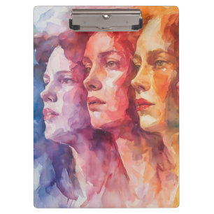 Carpeta De Pinza Rostros de las mujeres - Pintura de acuarela