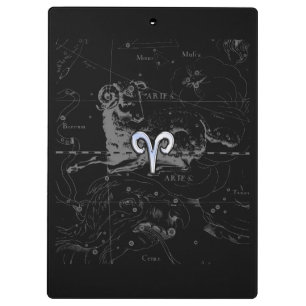 Carpeta De Pinza Rótulo Aries Zodiac de estilo cromado en Hevelius