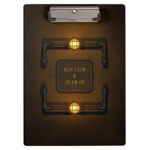 Carpeta De Pinza Rótulo industrial Steampunk "Mantén la calma y el