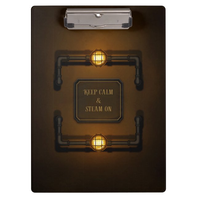 Carpeta De Pinza Rótulo industrial Steampunk "Mantén la calma y el  (Anverso)