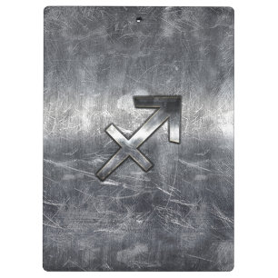 Carpeta De Pinza Rótulo Sagittarius Zodiac con aspecto de acero pla