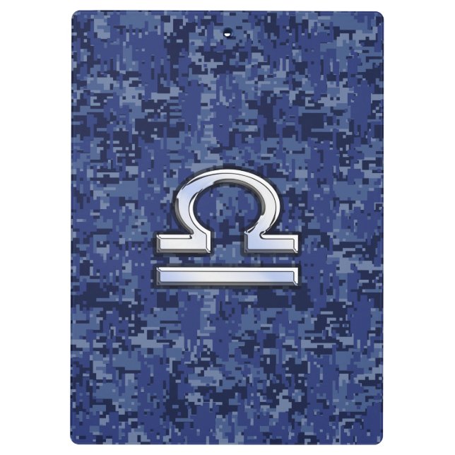 Carpeta De Pinza Rótulo Silver Libra Zodiac en camo digital azul (Reverso)