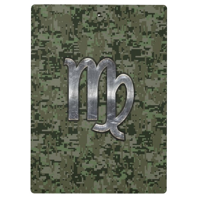 Carpeta De Pinza Rótulo Virgo Zodiac en Camo Digital Verde (Reverso)