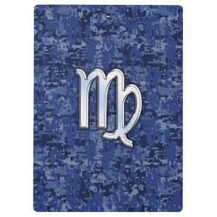 Carpeta De Pinza Rótulo Virgo Zodiac Silver sobre el camo digital a
