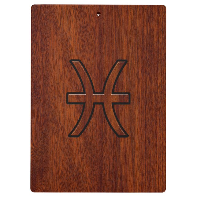 Carpeta De Pinza Rótulo Zodiac Pisces al estilo de grano de madera  (Reverso)