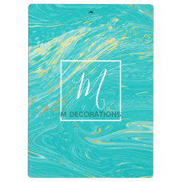 Carpeta De Pinza Royal Marble Gold Blue Monogram Business