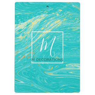 Carpeta De Pinza Royal Marble Gold Blue Monogram Business