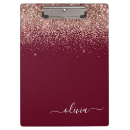 Carpeta De Pinza Rubí Rosa Dorado Rubor Brillo Glitter Monograma