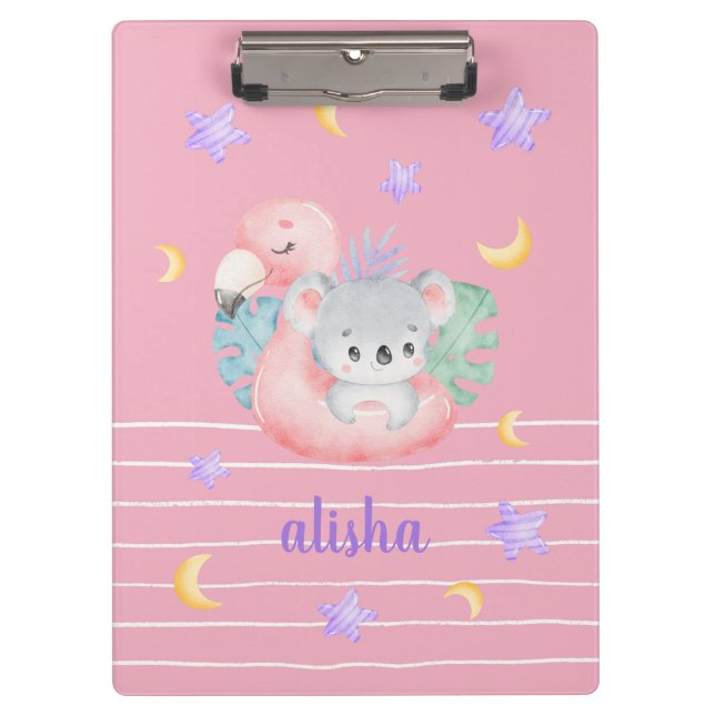 Carpeta De Pinza Rubor Pink Bonito Koala Gift para niños Nombre per (Anverso)