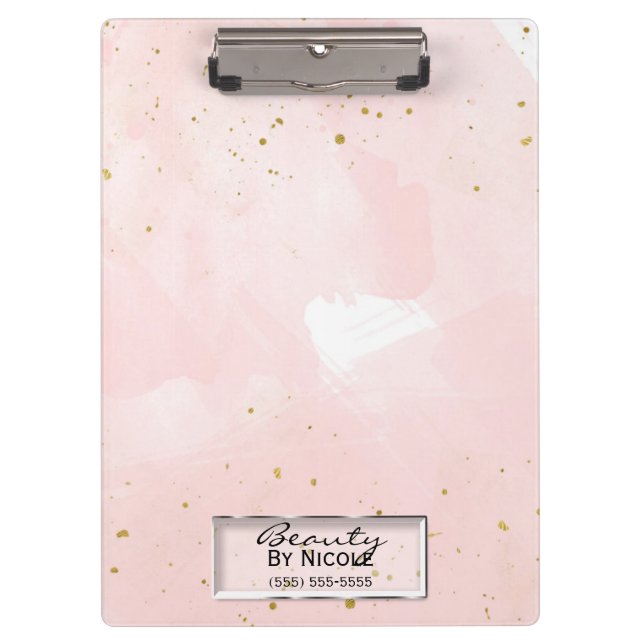 Carpeta De Pinza Rubor Pink & Gold Splatter Personalizado (Anverso)