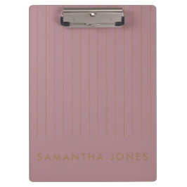 Carpeta De Pinza Rubor Pink Gold Stripe Personalizado Classic