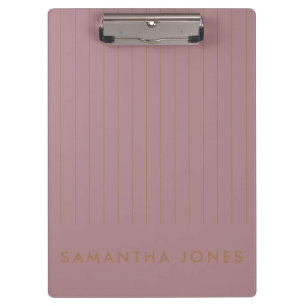 Carpeta De Pinza Rubor Pink Gold Stripe Personalizado Classic