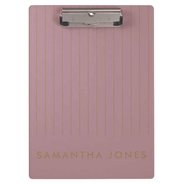 Carpeta De Pinza Rubor Pink Gold Stripe Personalizado Classic (Anverso)