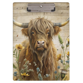 Carpeta De Pinza Rustic Highland Cow 