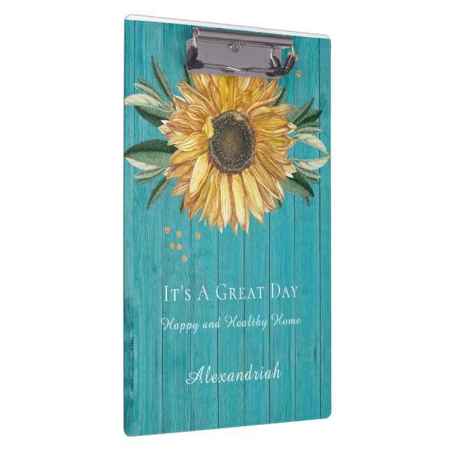 Carpeta De Pinza Rústico Girasol dorado Verde azulado Blue Barn Woo (Derecha)