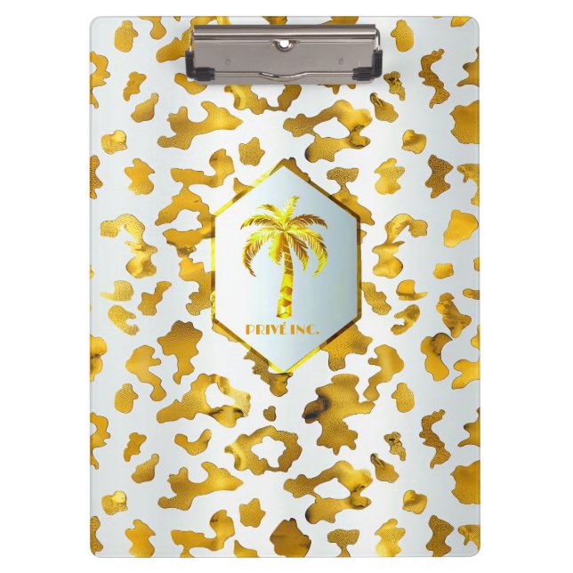 Carpeta De Pinza Safari Chic Luxe Gold & White Animal Print (Anverso)