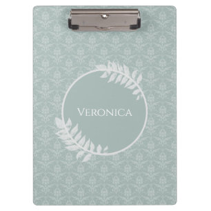 Carpeta De Pinza Sage Green Elegant Damask