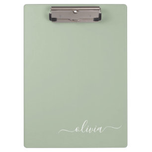 Carpeta De Pinza Sage Green Minimalista Moderno Monograma elegante