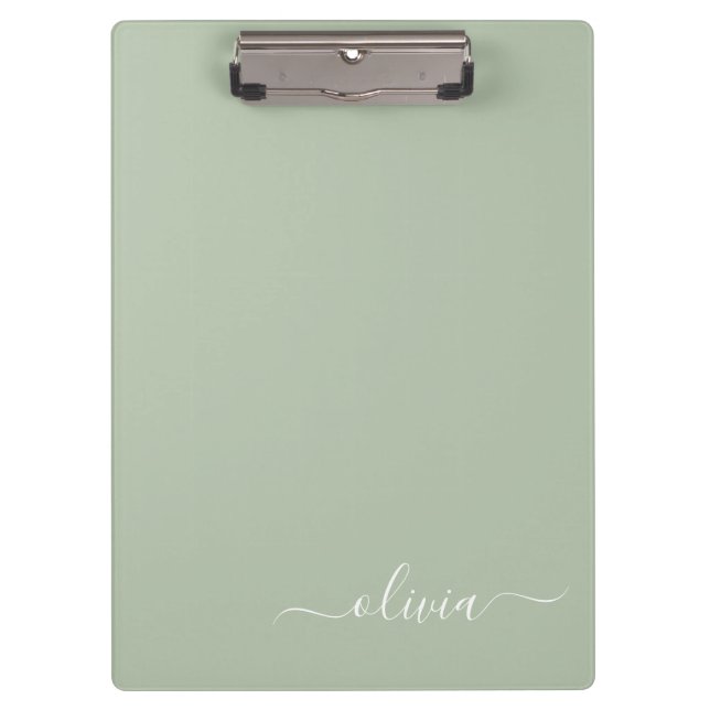 Carpeta De Pinza Sage Green Minimalista Moderno Monograma elegante (Anverso)