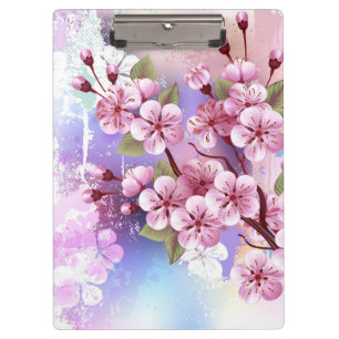 Carpeta De Pinza Sakura rosa sobre fondo de pintura