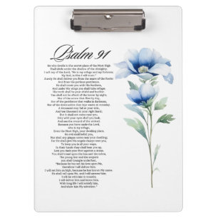 Carpeta De Pinza Salmo 91 Acuarela Flor Azul Escrituras Bíblicas