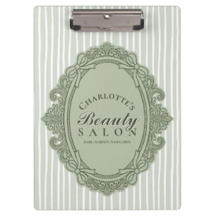 Carpeta De Pinza Salón de Belleza con Marco Ovalado Vintage Verde S