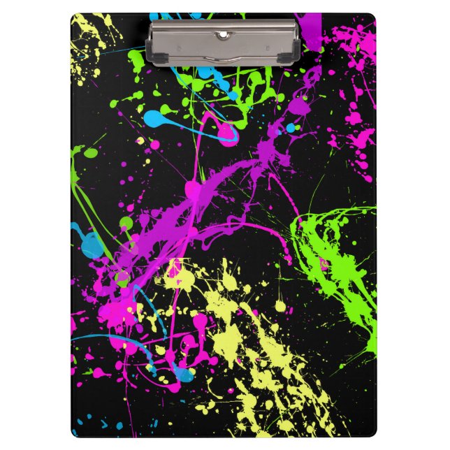 Carpeta De Pinza Salpicadura de neón retra fresca de la pintura (Anverso)