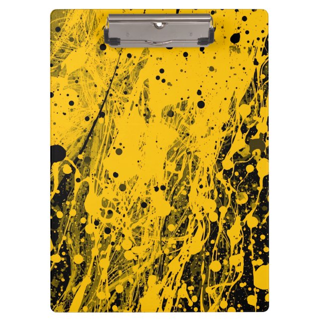 Carpeta De Pinza Salpicaduras de pintura negra y amarilla (Anverso)