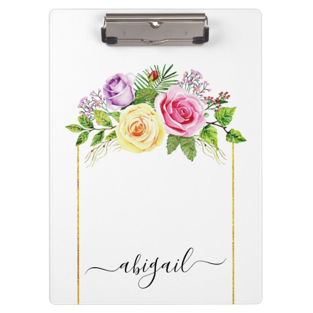 Carpeta De Pinza Salto de ramo de rosas acuarelas y flores de veran (Anverso)