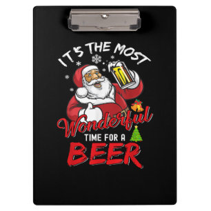 Carpeta De Pinza Santa Claus divertido de Navidad bebiendo cerveza 