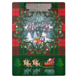 Carpeta De Pinza Santa Claus en trineo liderado por renos