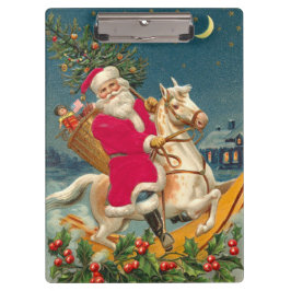 Carpeta De Pinza Santa Claus on a wooden horse
