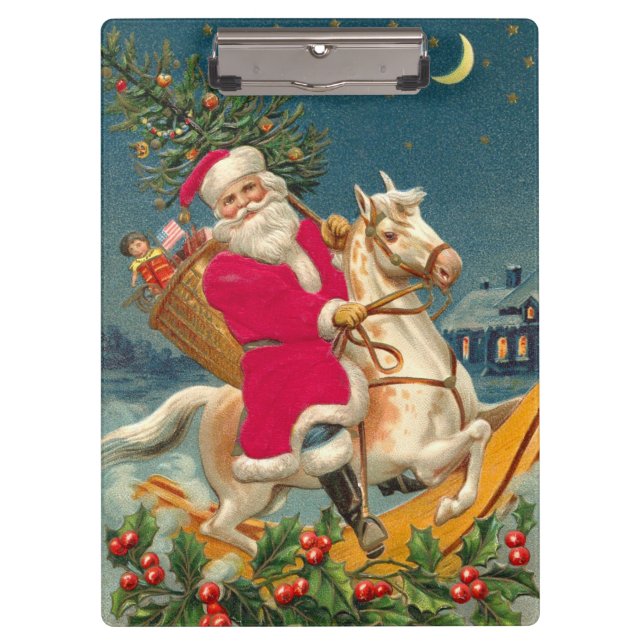 Carpeta De Pinza Santa Claus on a wooden horse (Anverso)