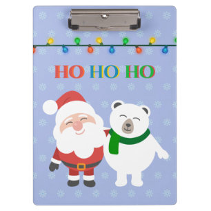 Carpeta De Pinza Santa Claus oso polar lindo ho ho ho ho Navidades