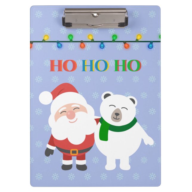 Carpeta De Pinza Santa Claus oso polar lindo ho ho ho ho Navidades (Anverso)