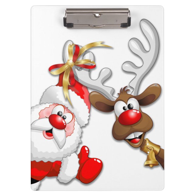 Carpeta De Pinza Santa y los renos Feliz Personalizado (Anverso)
