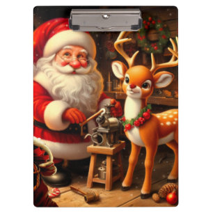 Carpeta De Pinza Santa y reno