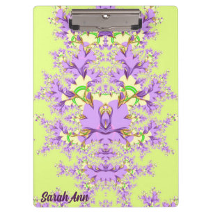 Carpeta De Pinza SARAH ANN ~ Mauve, floral amarilla y verde