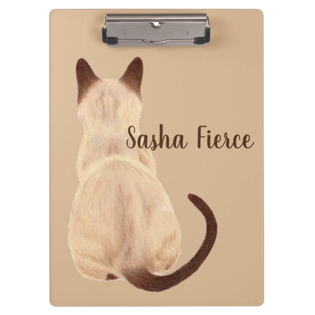 Carpeta De Pinza Sasha Siamese Cat Sitting Back View Kitty Personal (Anverso)