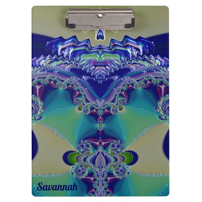 Carpeta De Pinza SAVANNAH ~ ¡WOW! Azul amarillo Aqua y verde (Anverso)