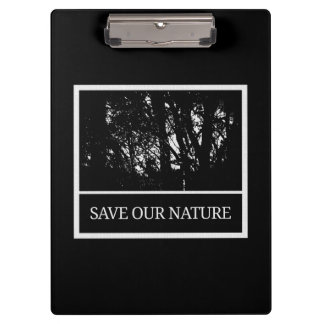 Carpeta De Pinza Schwarzes Klemmbrett – „Save Our Nature“