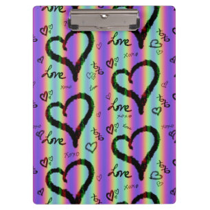 Carpeta De Pinza Scribble Love Xoxo Heart Stripe Clipboard