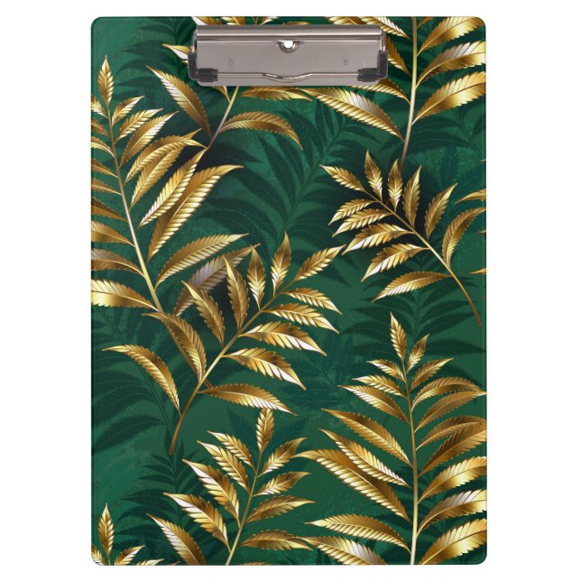 Carpeta De Pinza Seamless pattern with golden ferns (Anverso)