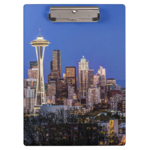 Carpeta De Pinza Seattle, Downtown y Mt. Rainier al anochecer