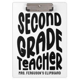 Carpeta De Pinza Second Grade Teacher Black Typography Design 