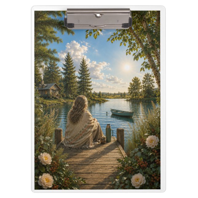 Carpeta De Pinza Serene Lakeside Notebook | Peaceful Nature & Cotta (Anverso)