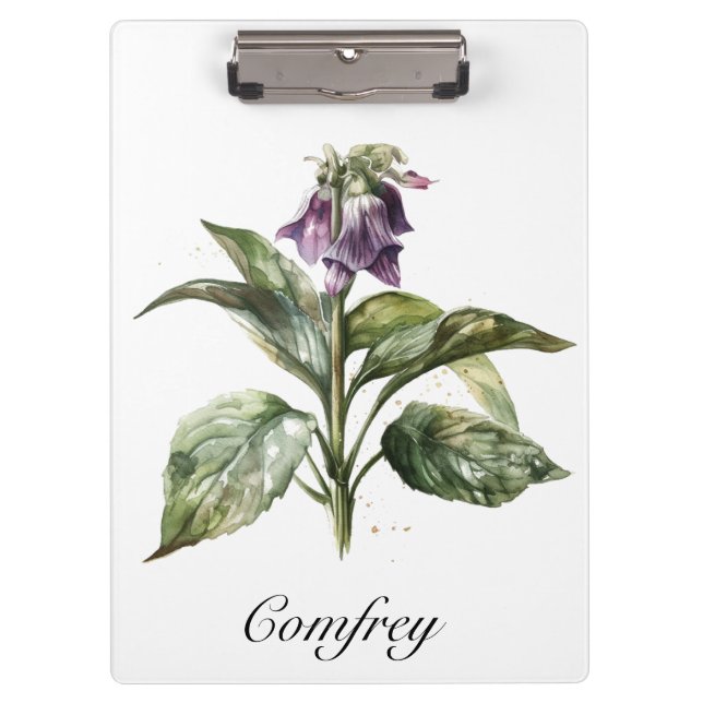 Carpeta De Pinza Serene Watercolor Comfrey, personalizado (Anverso)